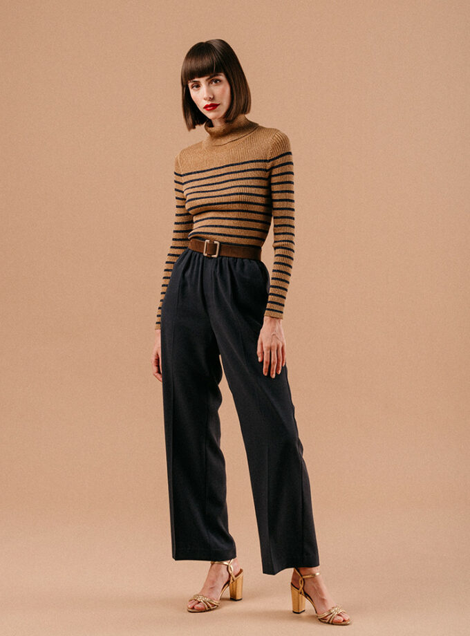 Pull Col roulé à paillettes rayé - Grace & Mila