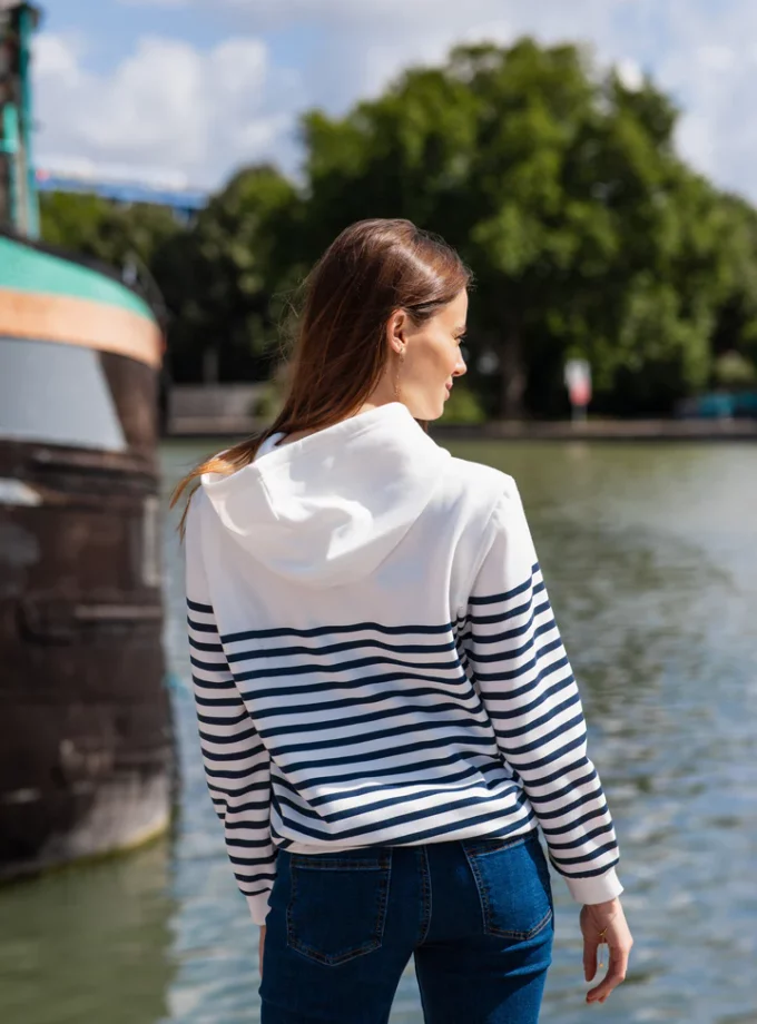 Sweat à rayures à capuche