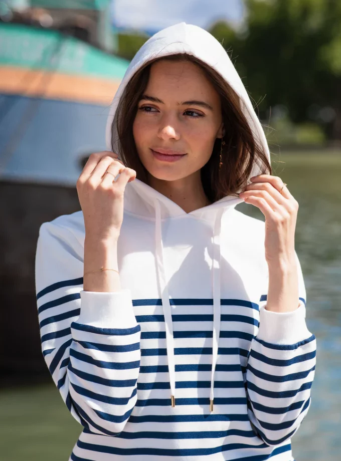 Sweat à rayures à capuche